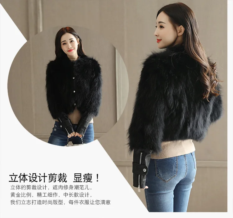 Women's Short Coat Autumn Winter New Down Cotton Jacket Real Fox Fur Cotton-padded Outwear for women Patchwork Tops WM169