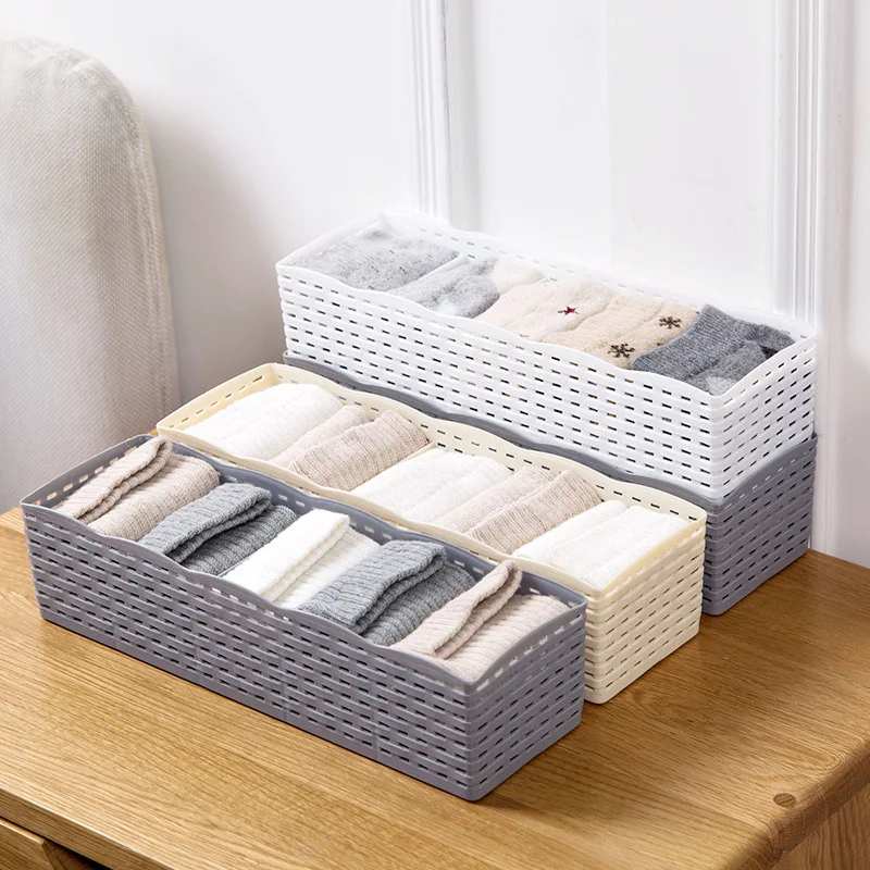 

LASPERAL 5 Grids Socks Bra Underwear Storage Box Plastic Container Organizer Wardrobe Storage Box Basket Organizer Women Men