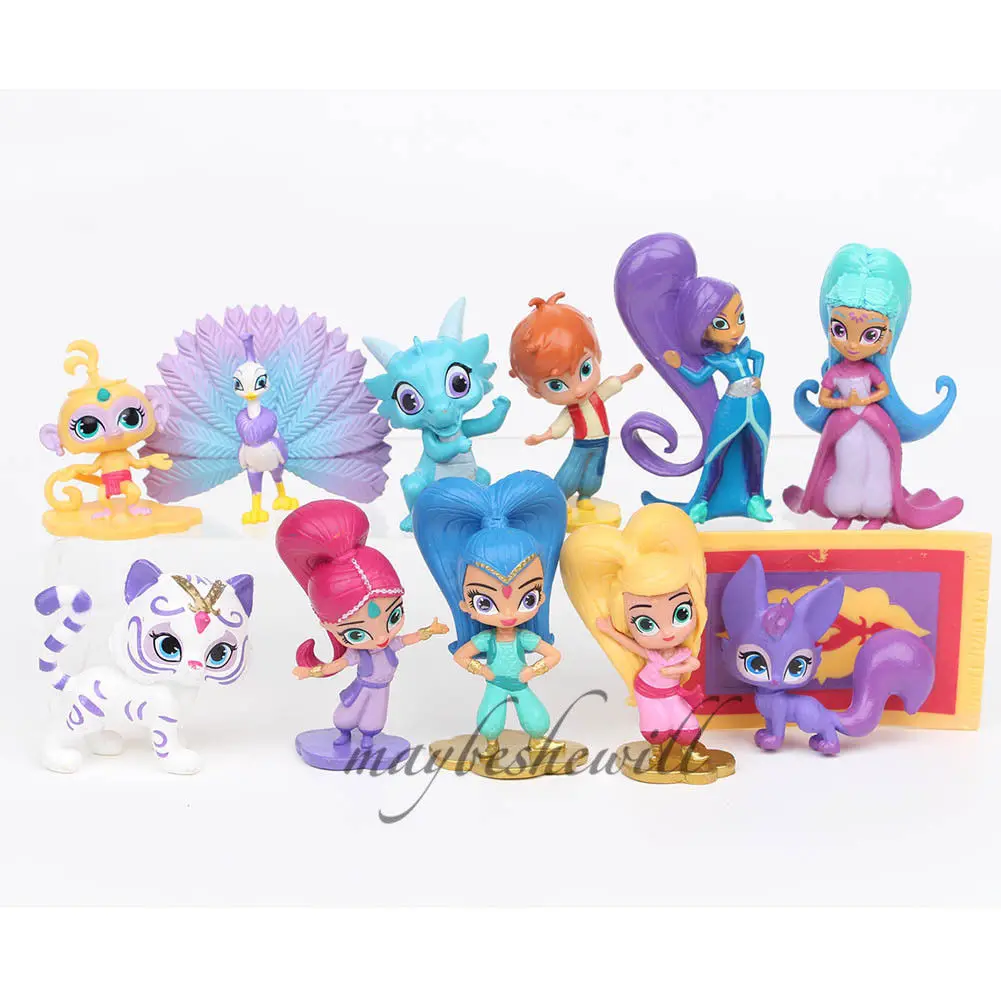 12 шт./компл. Shimmer and Shine My Busy Book ПВХ Аниме фигурки Куклы с Playmat кукла для девочек