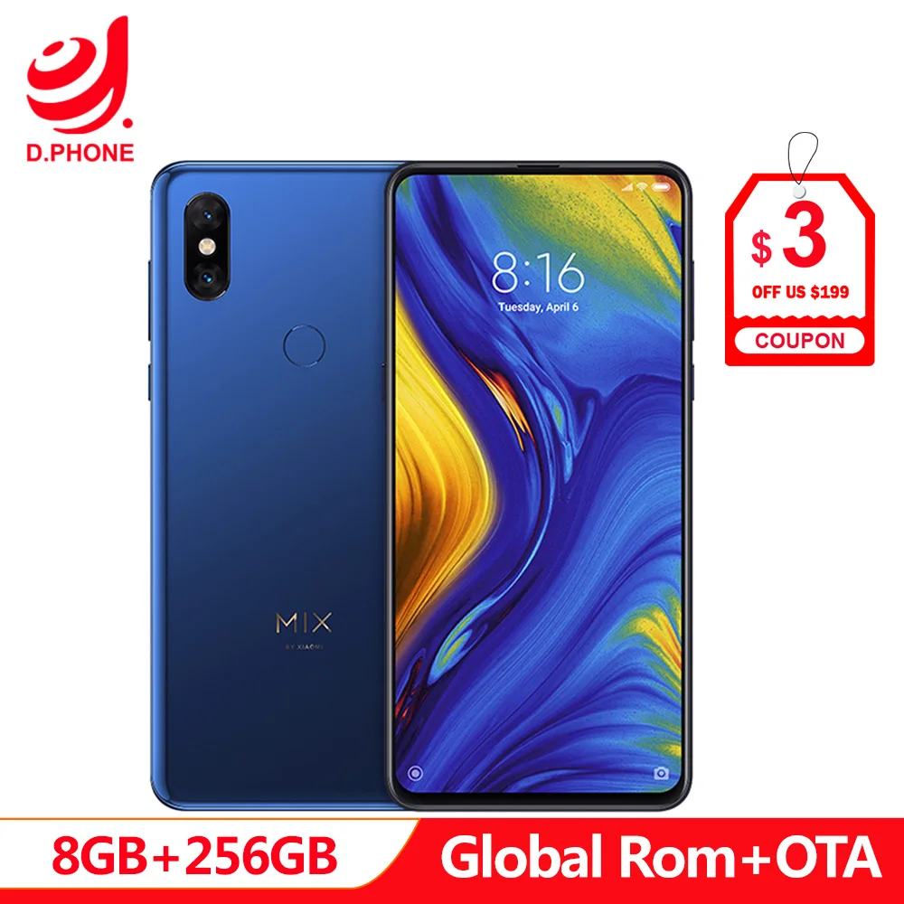 Глобальный Встроенная память Xiaomi mi x 3 8 Гб Оперативная память 256 ГБ Встроенная память Snapdragon 845 Octa Core 24 + 2 Мп 6,39 дюйма, разрешение Full Экран Qi Бесп...