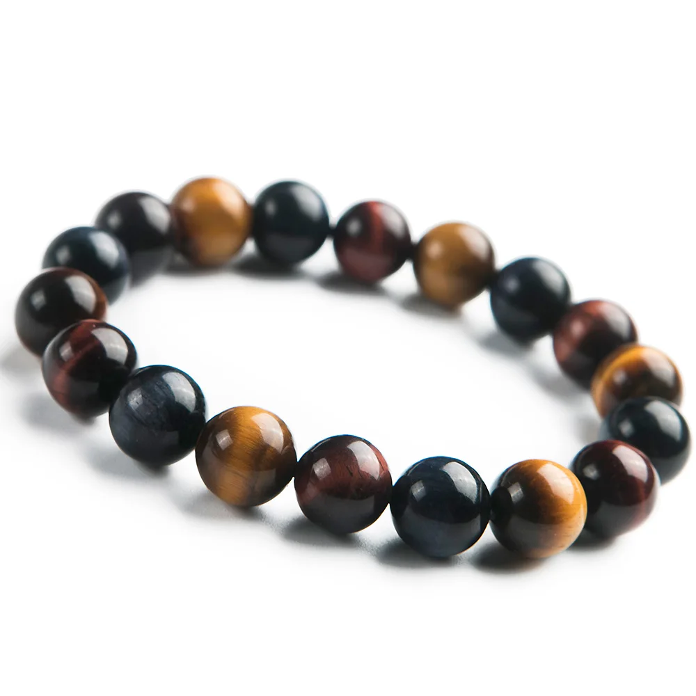 

Genuine Natural Colorful Tiger Eye Gemstone Reiki Round Beads Stone Bracelet 10mm Women Men Crystal Fashion Jewelry AAAAA