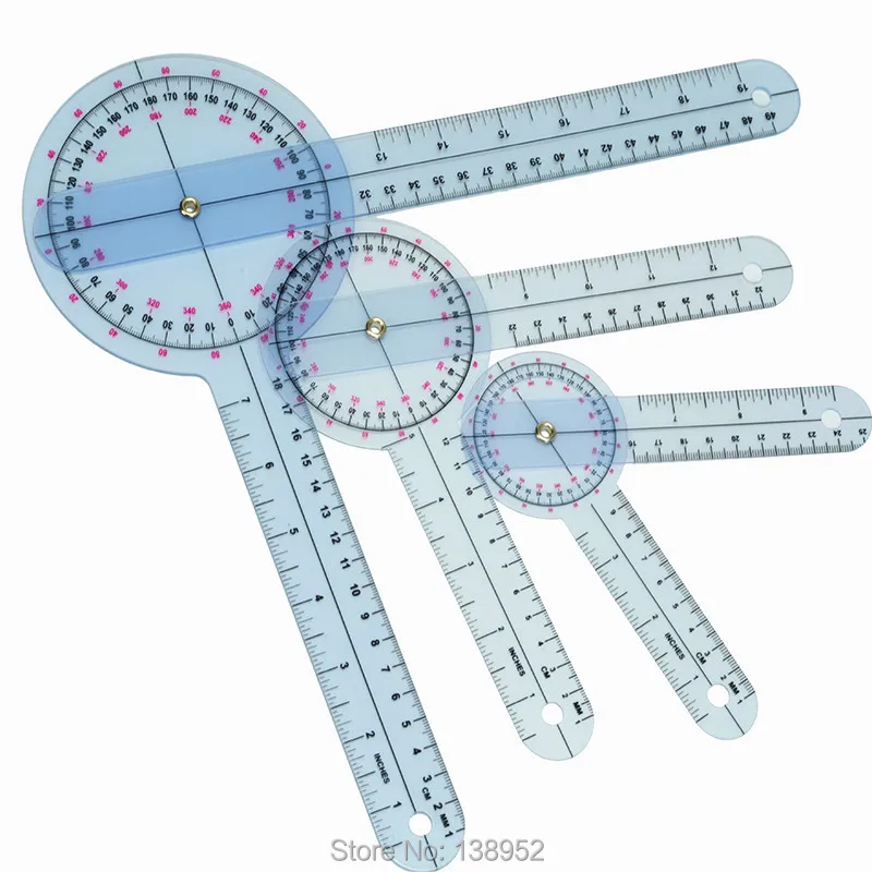 6inch 8inch 12inch 360 degree plastic protractor angle medical ruler