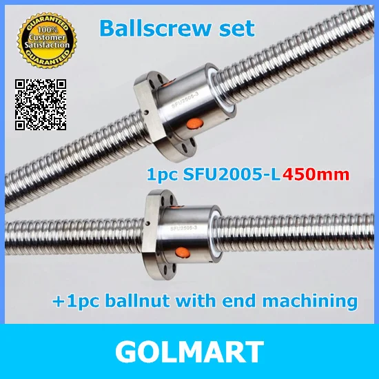 Anti Backlash Rolled guide Ball screws shaft 2005 L 450mm +1pc SFU2005