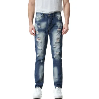 

2018 New Arrival Fashion Men's Jeans Wear White Water and Wash Hole Jeans Men Clothing Casual Jeans