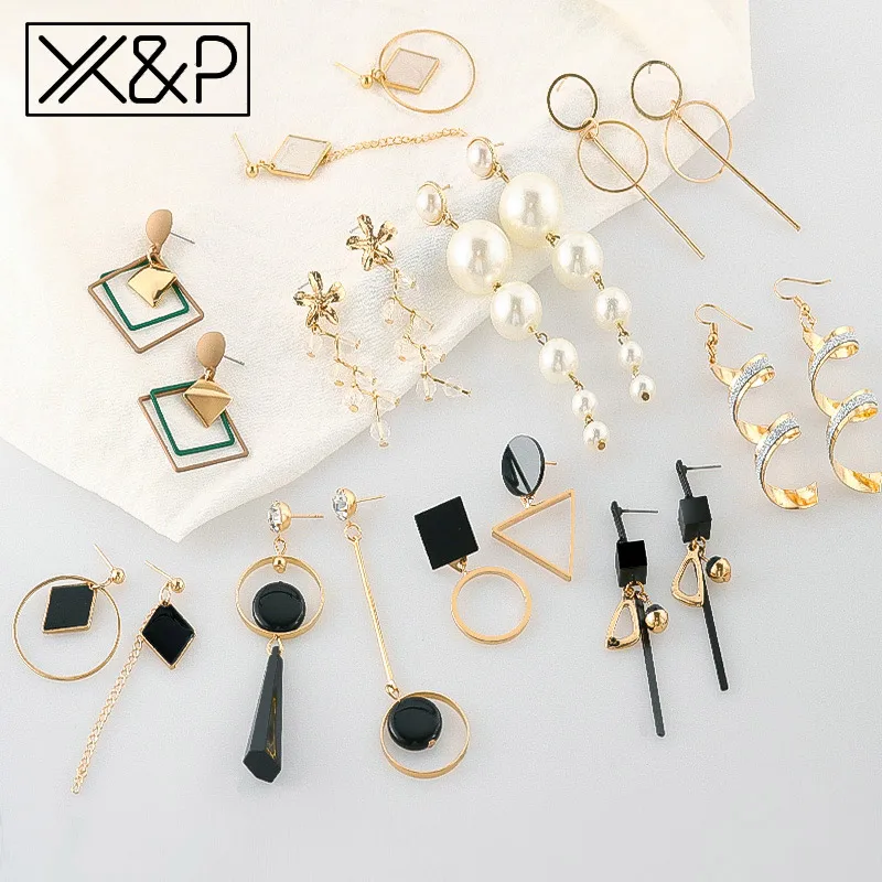 

X&P Summer Korean Geometric Vintage Earrings for Women Fashion Statement Acrylic Gold Simple Drop Dangle Earring 2019 Jewelry