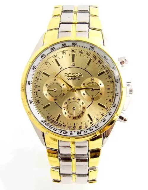 ROSRA Luxury Brand Watch Fashion Gold Watches Men Full Steel Business Quartz Watch Man Hour Clock