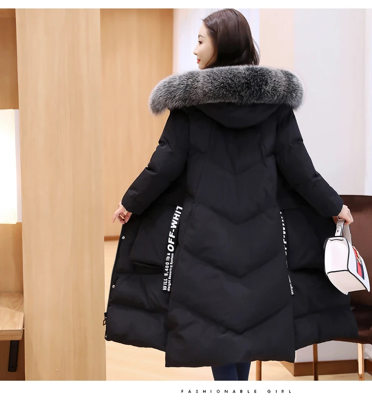 Jacket Womens Winter Long Cotton Padded Jacket Elegant Fur Collar Hooded Coats For Female 2018 New Plus Size Loose Overcoats LZ960 (15)