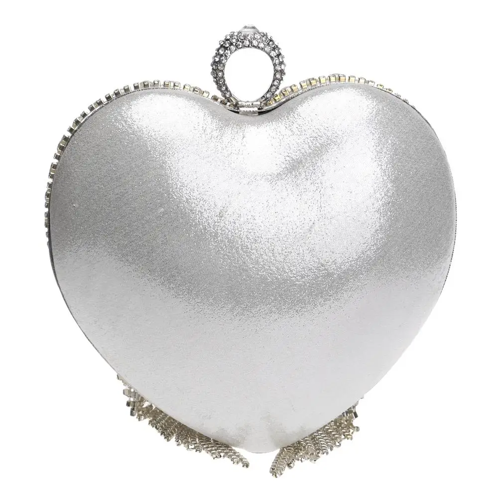 GLOIGTassel Rhinestones Evening Bag Finger Ring Diamonds Wedding Heart Clutch Handbags Chain Shoulder Party Pearl Christmas Gift