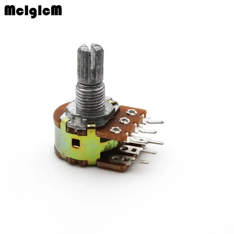 

Dual Stereo Potentiometer B1K B2K B5K B10K B20K B50K B100 B500K R Linear shaft 15mm 15 shaft =15 6Pin Shaft WH148 Amplifier