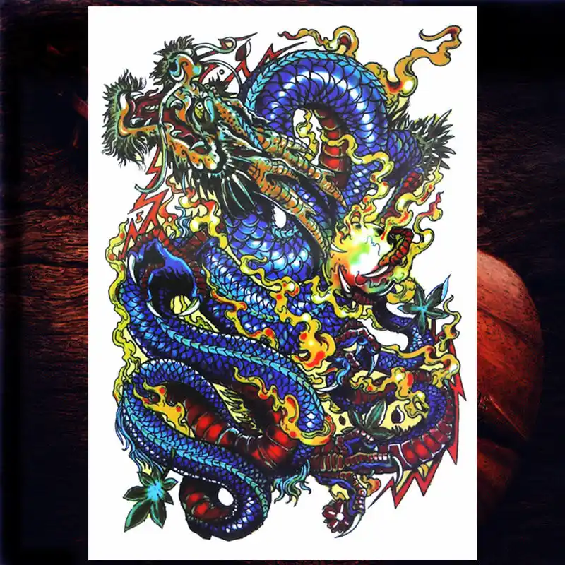 Fgfgf China Blue Dragon Male Creative Sticker Lady Disposable Tattoo Sticker Waterproof Sticker Fridge Paste Mirror Paste Temporary Tattoos Aliexpress