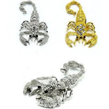 

(30 pieces/lot ) wholesale 3D metal diamond scorpion funny car stickers decal Car styling bumper sticker