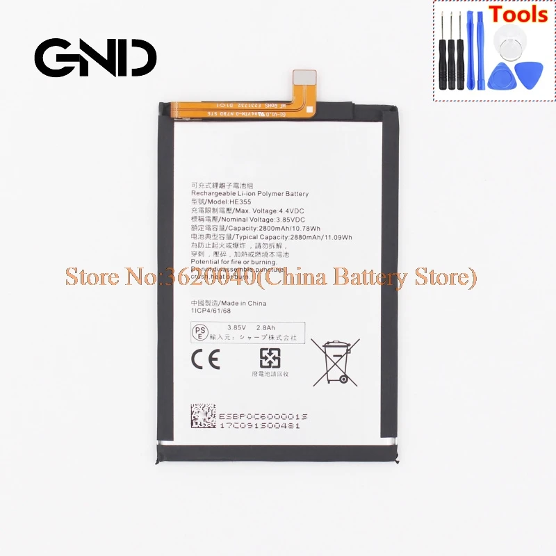 

GND 3.85V 2880mAh/11.09Wh HE355 Replacement Battery For SHARP HE355 Built-in Li-ion bateria Li-Polymer Batterie