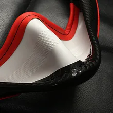 38 см чехол рулевого колеса автомобиля Противоскользящий обёрточная бумага из углеродного волокна украшения Черный Красный рамка наклейки внутренние части отделка