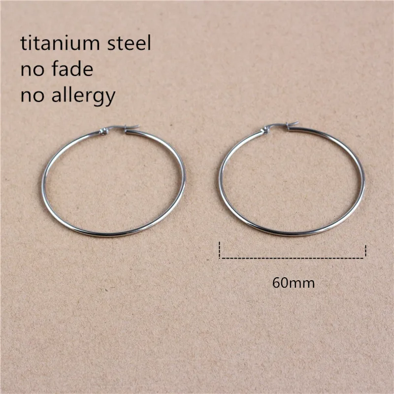 

60mm Titanium 316L Stainless Steel Circle Hoop Earrings Vacuum Plating No Fade Anti-allergy