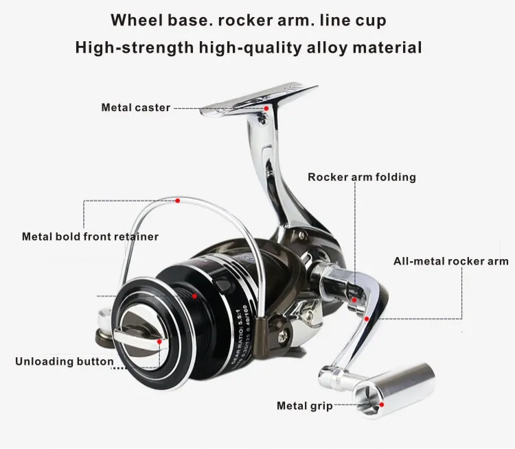 12+1BB Spinning Fishing Reel Gear Ratio 5.5:1 Metal Front Drag Handle Spool Saltwater Fishing Accessories