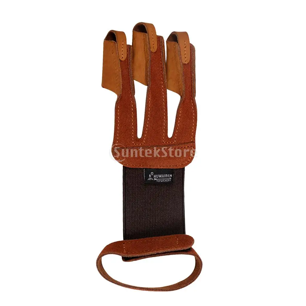 1 Piece Traditional Leather Archery 3 Finger Glove Bow Hunting Shooting