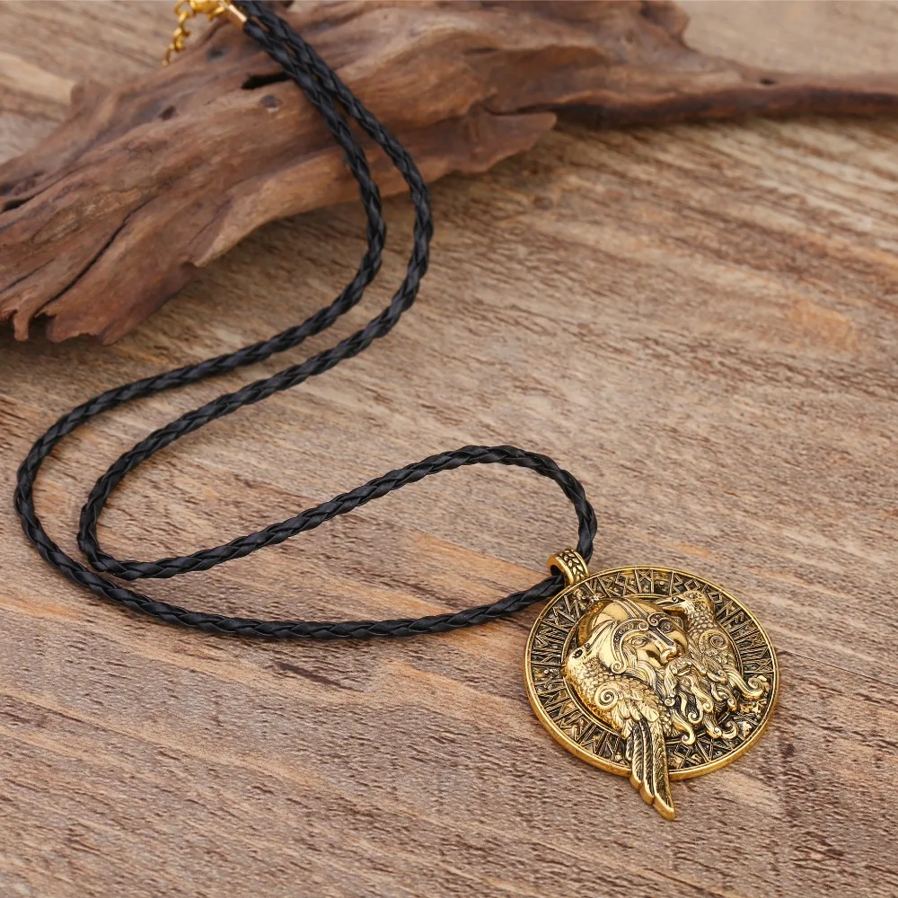 Teamer Новое поступление Odin's Huginn and Muninn Crow Valhalla Runic ожерелье с кулоном викинга мужские Wicca амулеты ювелирные изделия