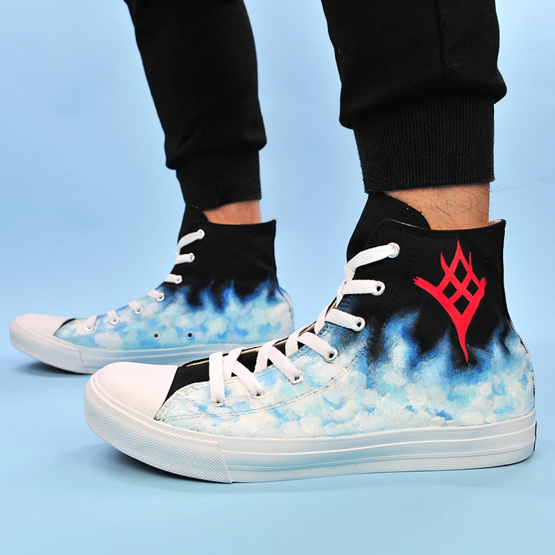 

Wen Black Sneakers Mens High Top Skateboarding Shoes Hand Painted Destiny The Taken King Espadrilles Flat Womens Laced Plimsolls