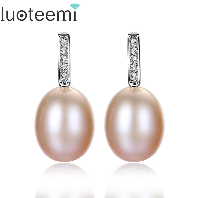 

LUOTEEMI Vintage Long Big Silver Natural Pearl Dangle Earring Jewelry Fashion Brincos For Women Girl Party Bijoux Anniversary