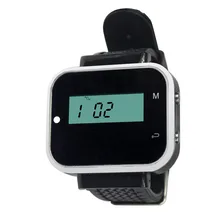 TIVDIO 433.92MHz Wireless Guest Queuing Paging System Watch Receiver Call Pager For Restaurant Coffee Black F3229A