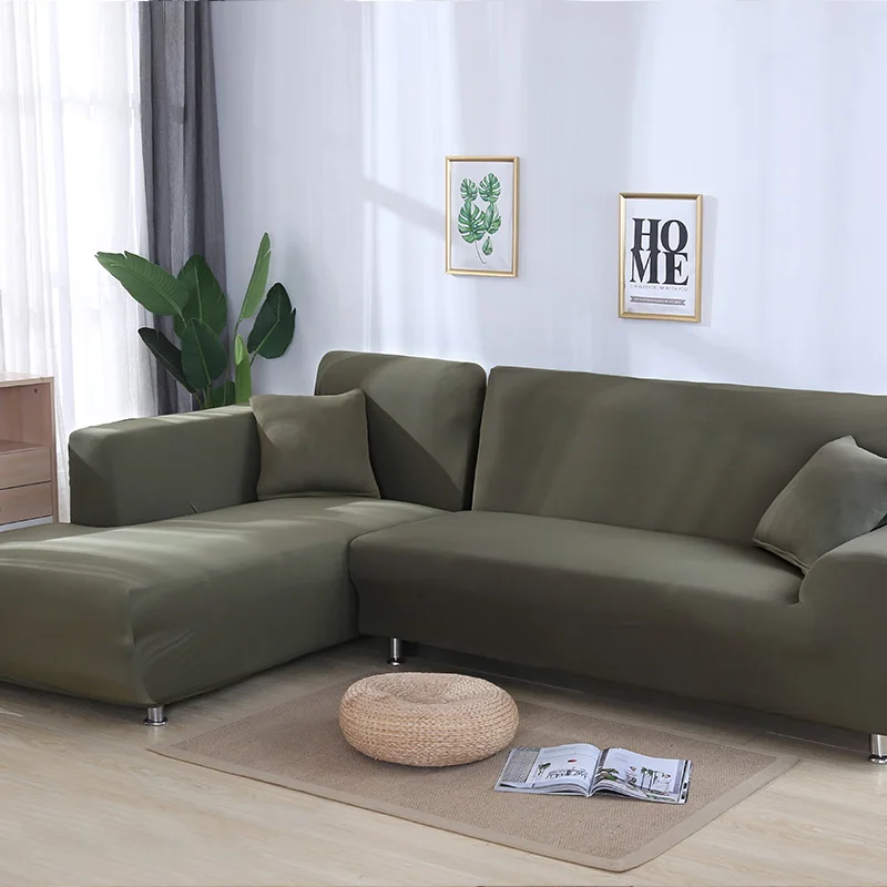 grey green Стрейч L форма d диван-Крышка для гостиной шезлонг Диван-крышка секционный чехол угловой диван-крышка L Форма Эластичный - Цвет: grey green