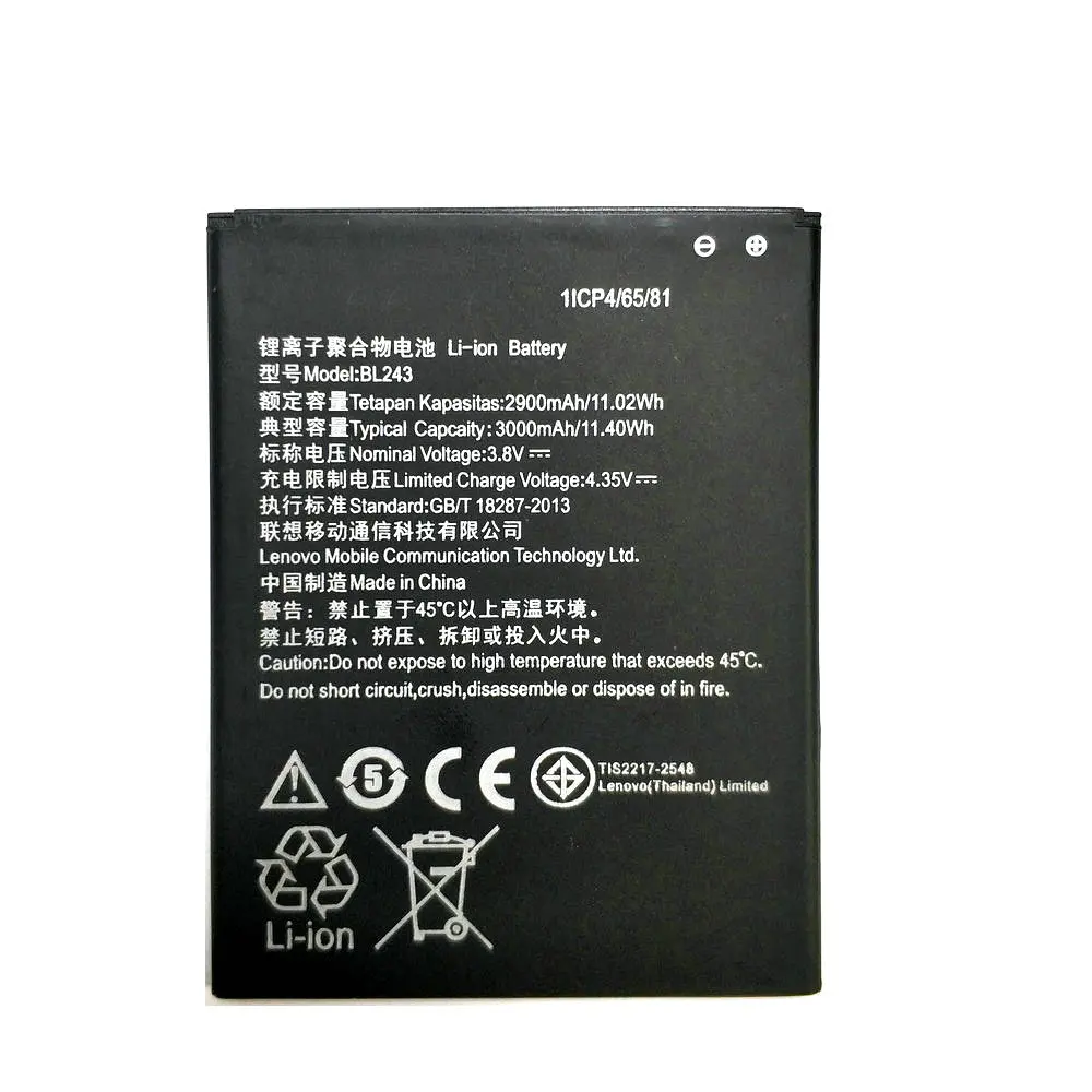 2019 новый литий-ионный полимерный аккумулятор BL243 3000 мА · ч для Lenovo Lemon K3 Note K50-T5 A7000
