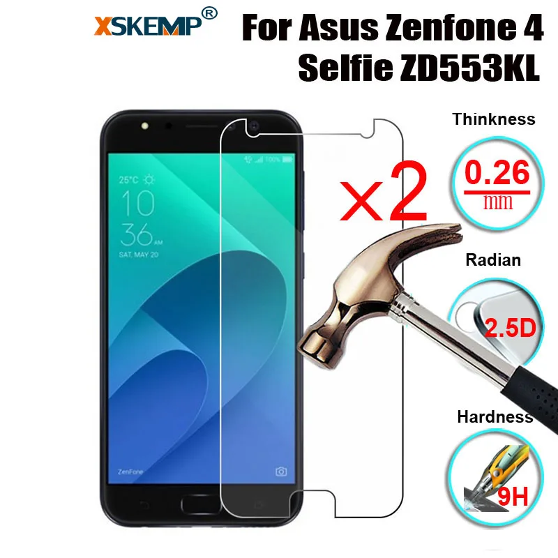 XSKEMP 2Pcs/Lot 2.5D 0.26mm Screen Protective Tempered Glass For Asus