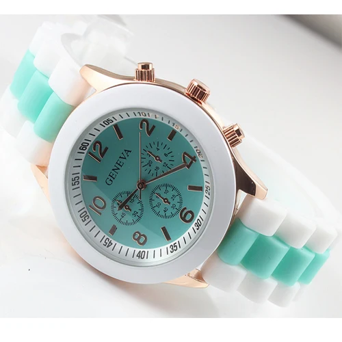 Silicone Watch,Geneva Jelly Watch Three circles Display Silicone Strap ...