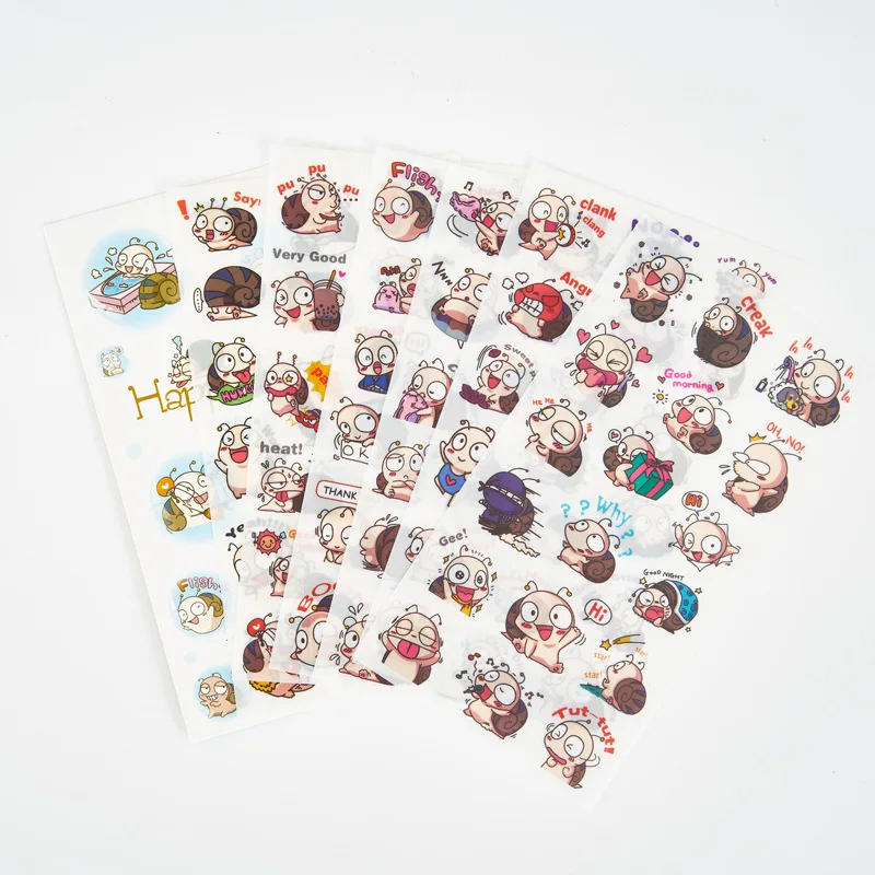 

6pcs Happy snail pvc Transparent sticker Organizer Calendar Diary Book Planner Scrapbook Decoration Diary Sticker papeleria