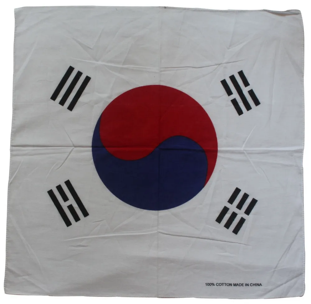 Free Shipping 2018 New Cotton 55cm *55cm Korea Flag Bandana Headwear