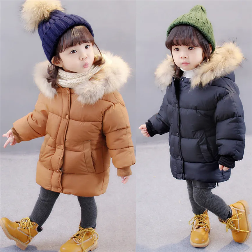 Baby Winter Coats Kids Baby Solid Coat Cloak Jacket Thick Warm Hooded Outerwear Clothes For 12M~5T Oct#2