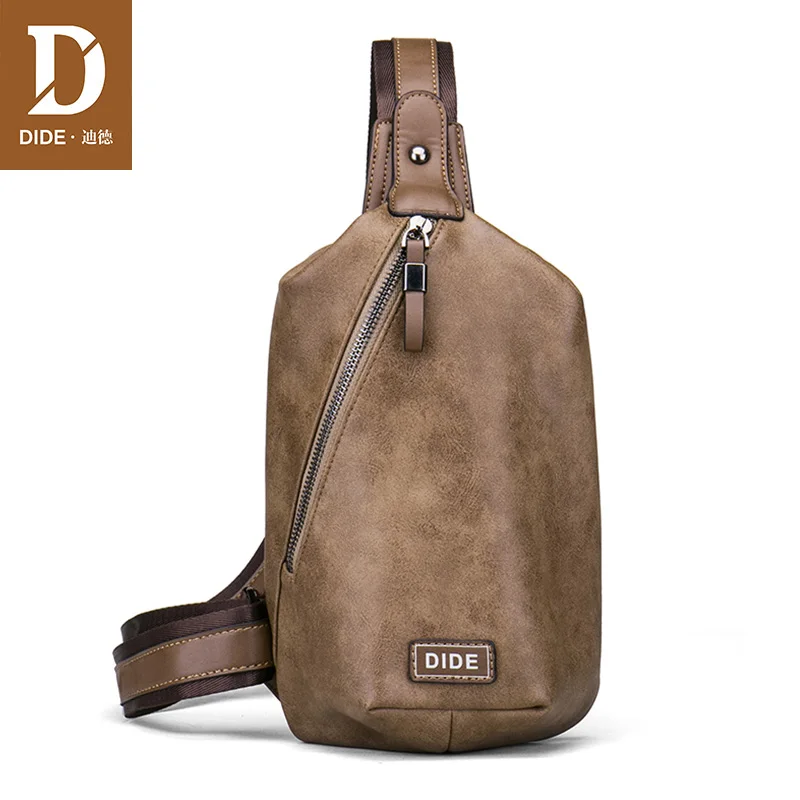 

DIDE Leather Shoulder Bags For Men Casual Vintage Brand Mens Messenger Bag For Male Top-handle Bags Ipad Fashion Chest Bag
