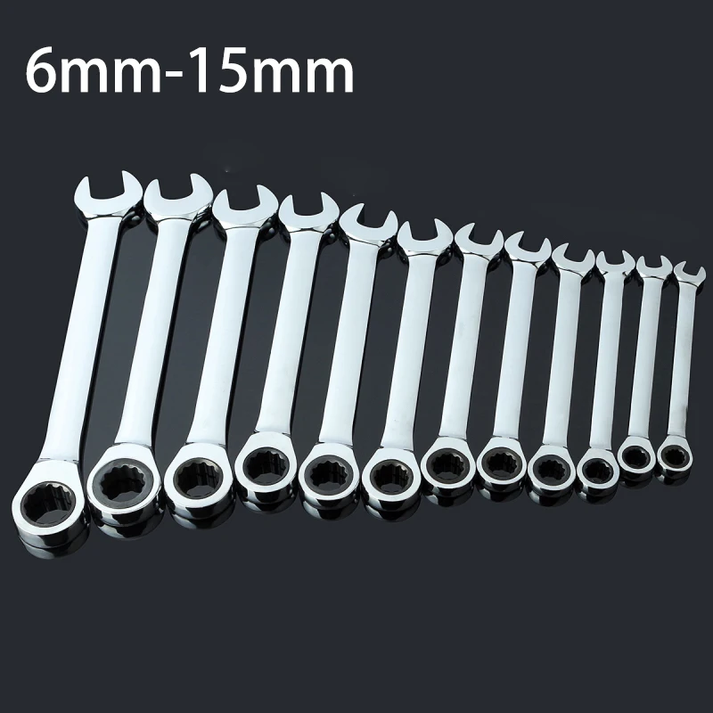 

6mm-15mm Ratchet Spanner Combination Wrench Set of keys Ratchet Skate Tool Ring Wrench Ratchet Set Car Repair Flexible Hand Tool