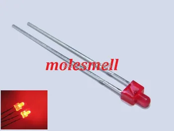 

100pcs 2mm diffused Red Diffused LED big/wide angle Leds Light Red Lens