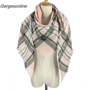 

Hot Wholesale! 2018 New Arrival Triangle Plaid Scarf Oversize Winter Acrylic 100% Women Blanket Pashmina Scarf 140*140*210cm