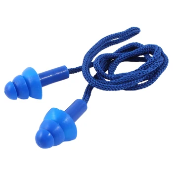 

Blue Stretchy String Silicone Swim Ear Plugs w Storage Case