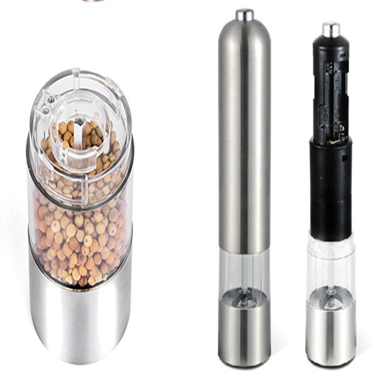 24pcs/lot Newest Pepper Grinder Stainless Steel Electric Salt Pepper Mill Seasoning Kitchen Tools For Cooking Restaurants