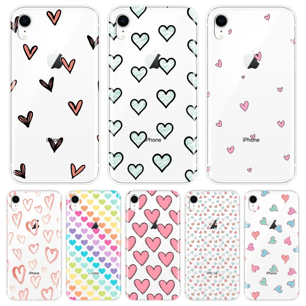 

Heart Love Kawaii Cute Phone Case For iPhone 6 S 6S 7 8 X XR XS Max Silicone Soft Back Cover For Apple iPhone 8 7 6S 6 S Plus