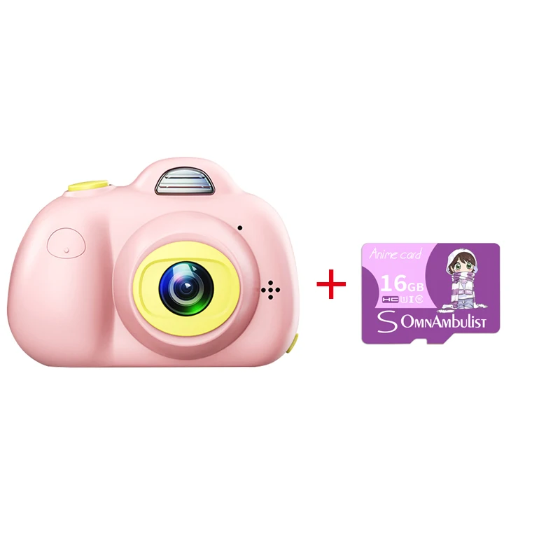 2 дюйма 1080P детская Камера Детские Камера игрушки для досуга подарки на день рождения цифровая американский и британский фотографии Камера - Цвет: Pink