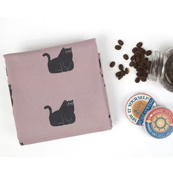 

half yard plain pure cotton fabric with cartoon fat cat print, soft close to skin handmade DIY garment children cloth A756