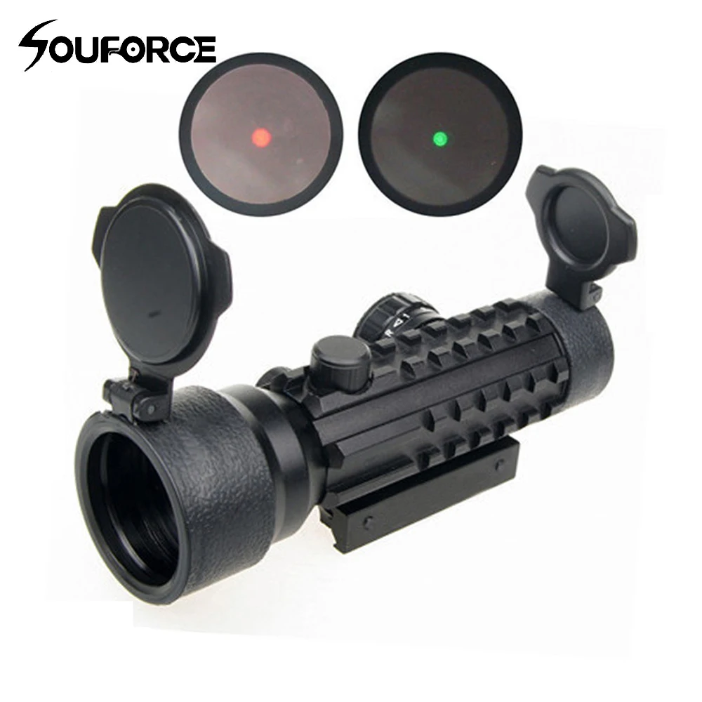 

Tactical 2x42mm Red Green Dot Reflex Sight Scope Tri Side Rails for 11mm/20mm Mount for Airsoft Hunting