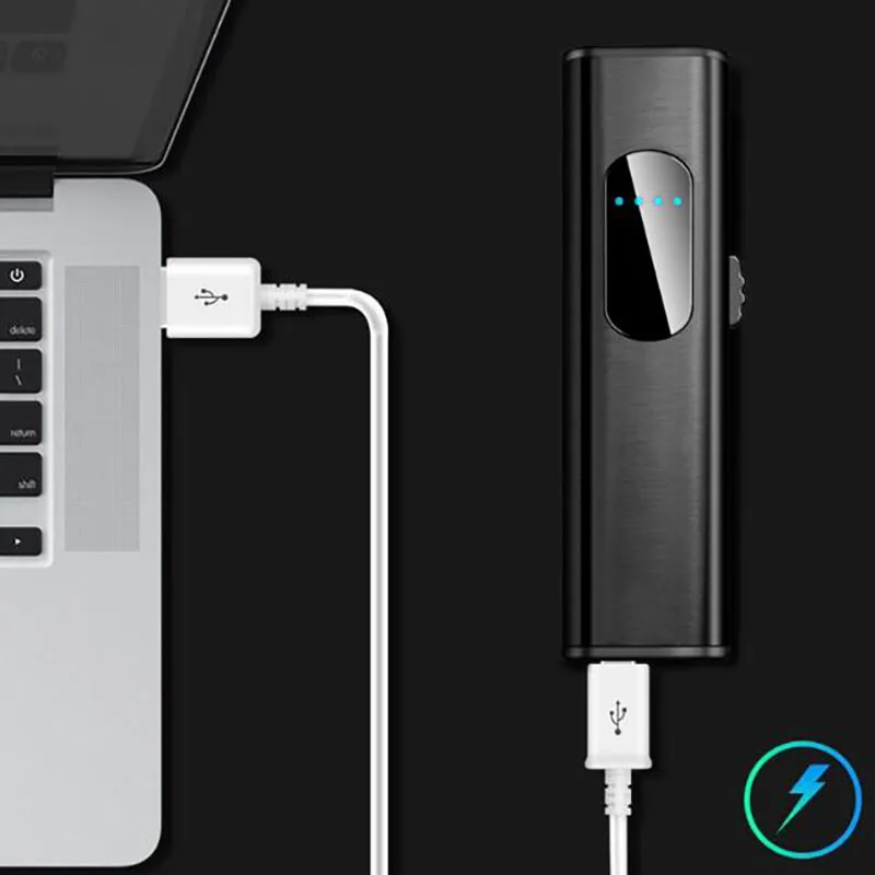 Тонкая электронная мини зажигалка с USB вольфрамовая турбо металлическая