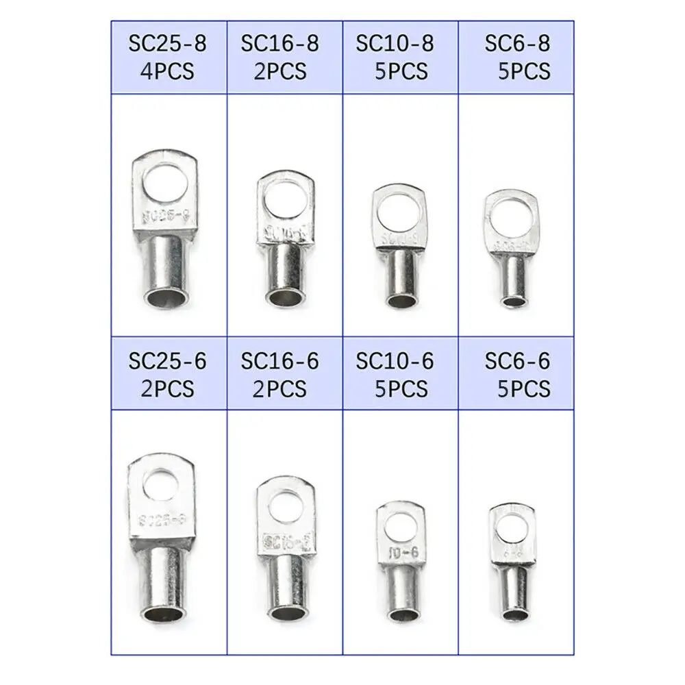 

60pcs Electrical Wire Ring Connectors Copper Tube Terminals Battery Welding Cable Lug Ring Crimp Connectors Kit