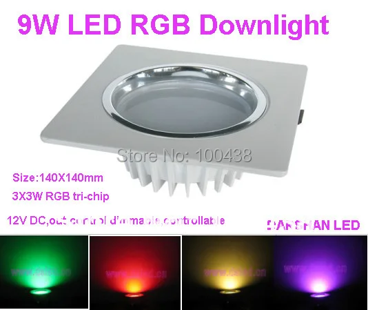 

Free shipping by DHL ! CE,high power 9W LED RGB downlight,RGB LED recessed light,3X3W RGB 3in1,12V DC,DS-CSL-74-9W-RGB