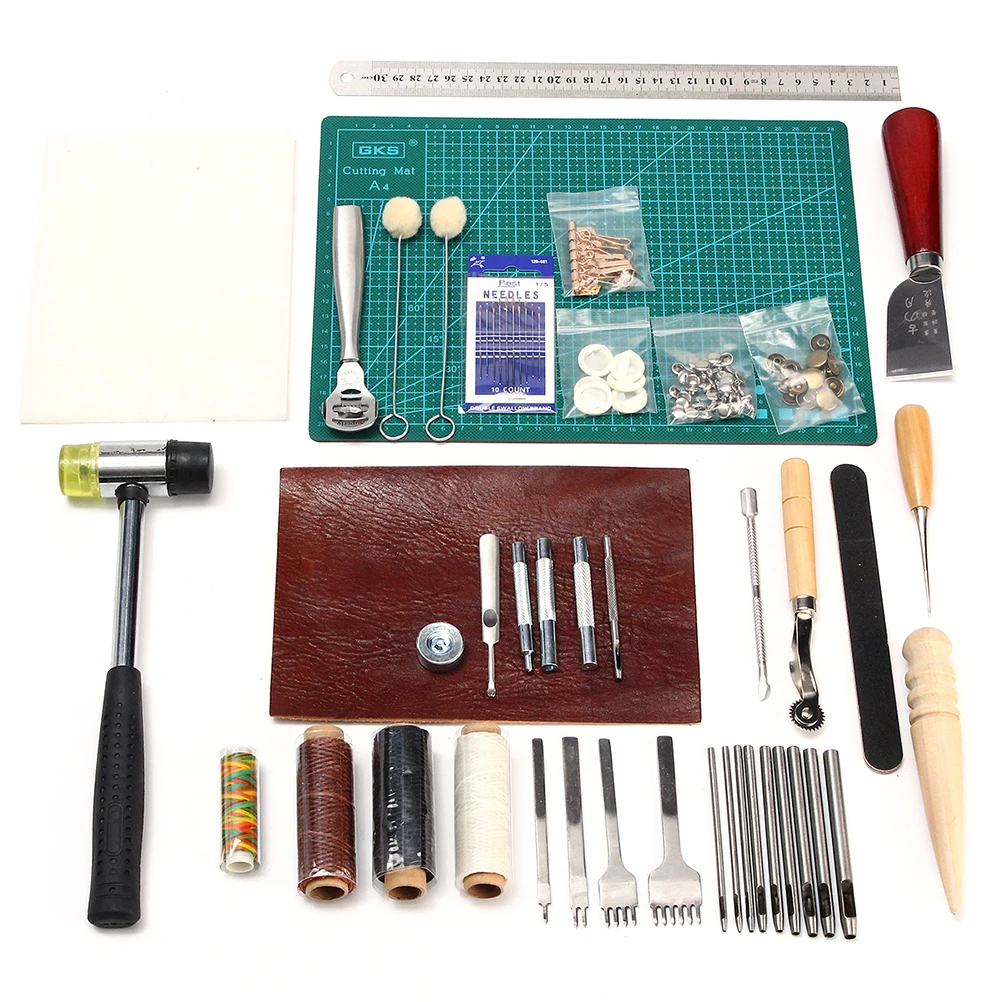 

42 in 1 Leather Crafting Tools Kit Sewing Cutting Stitching Carving Set