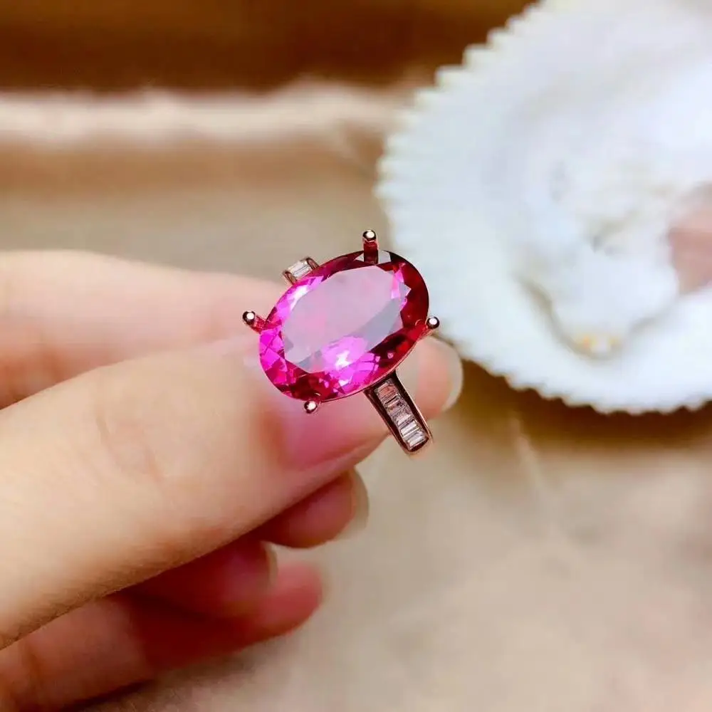 

shilovem 925 silver sterling rings natural topaz pink woman open trendy fine new gift Jewelry plant mj101401agfb