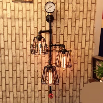 

Water pipes Iron lamp Vintage American Rural nostalgia iron net bar lights Showcase Display hall wall SG23