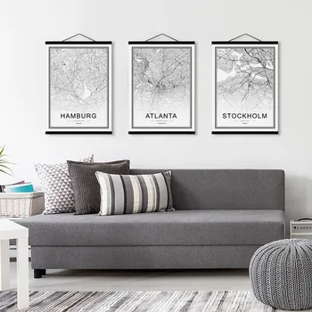 

Nordic Style Sweden World City Map Posters Prints Black White Scroll Wall Art Pictures Home Decor Wooden Framed Canvas Paintings