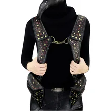 Рюкзак с заклепками в стиле панк из искусственной кожи, школьная сумка стимпанк, крутой жилет, стильный дизайн, женские сумки, косплей, темная мотоциклетная сумка