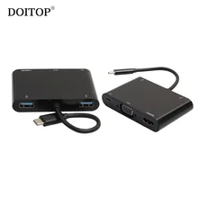DOITOP Multifunction USB Type C to VGA HDMI USB 3.0 Hub Cable Adapter PD Charger For Macbook High Quality O3